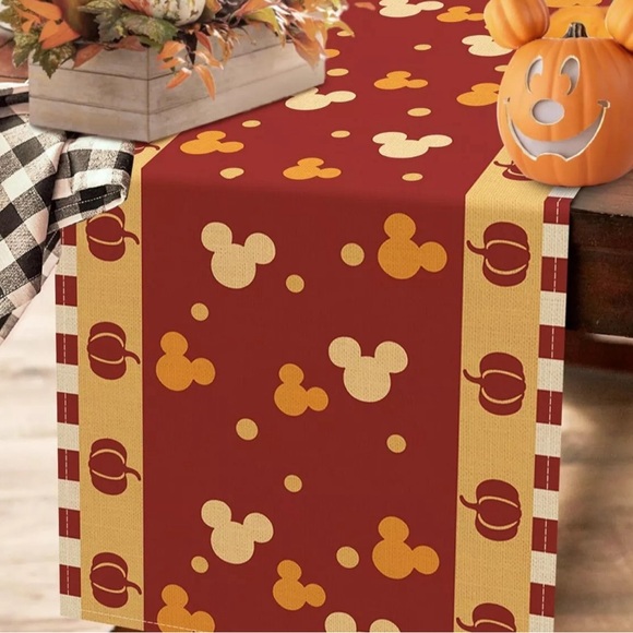 13x72 Table Runner Disney Hidden Mickey Mouse Fall thanksgiving Mantel Scarf - Picture 3 of 5